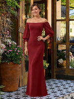 Mermaid Bridesmaid Dress with Puff Sleeves