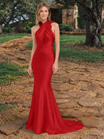 Silk-like Bridesmaid Dress with 3D Floral 