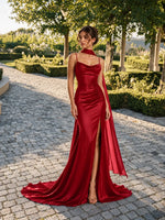 Mermaid Bridesmaid Dress with Neck Scarf 