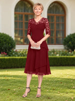 A-line Mother of the Bride Dress with Lace Sleeves 