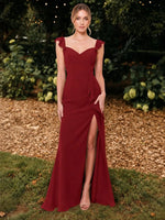 Chiffon Bridesmaid Dress with Ruffle Straps 