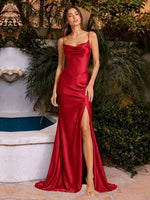 Sheath Bridesmaid Dress with High Slit 