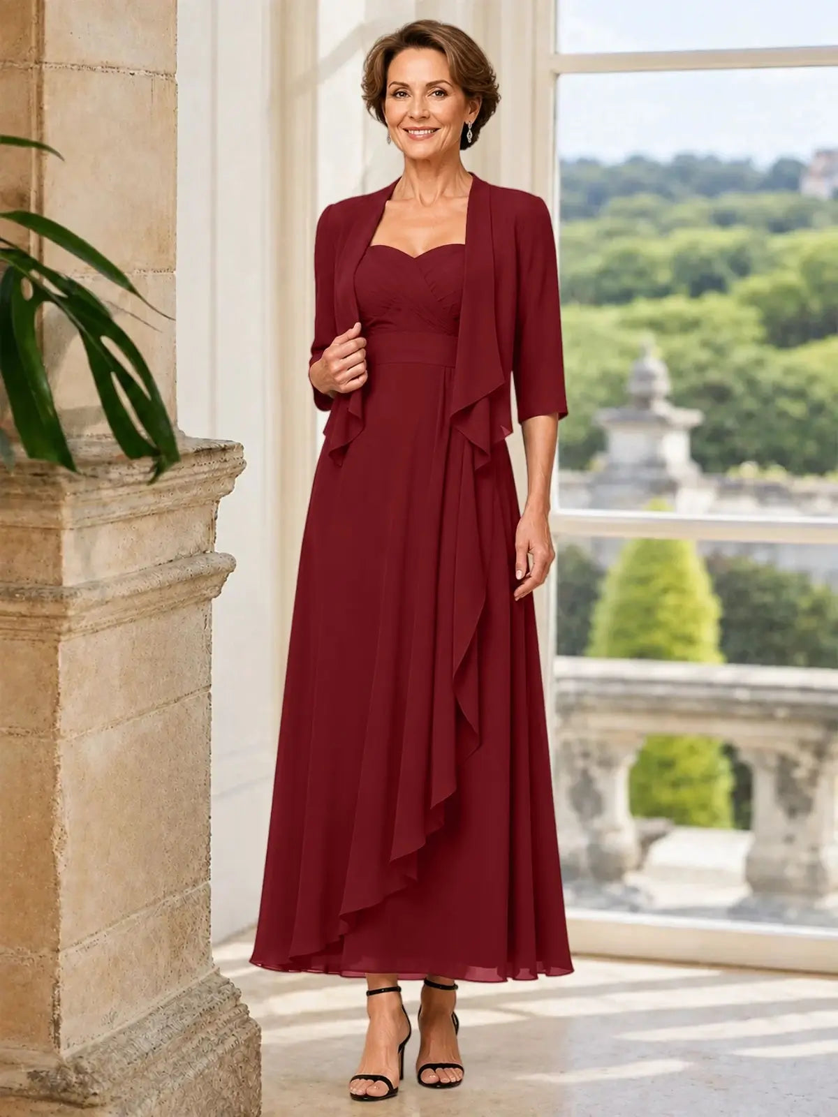 Two-piece Mother of the Bride Dress with Ruffle Design 