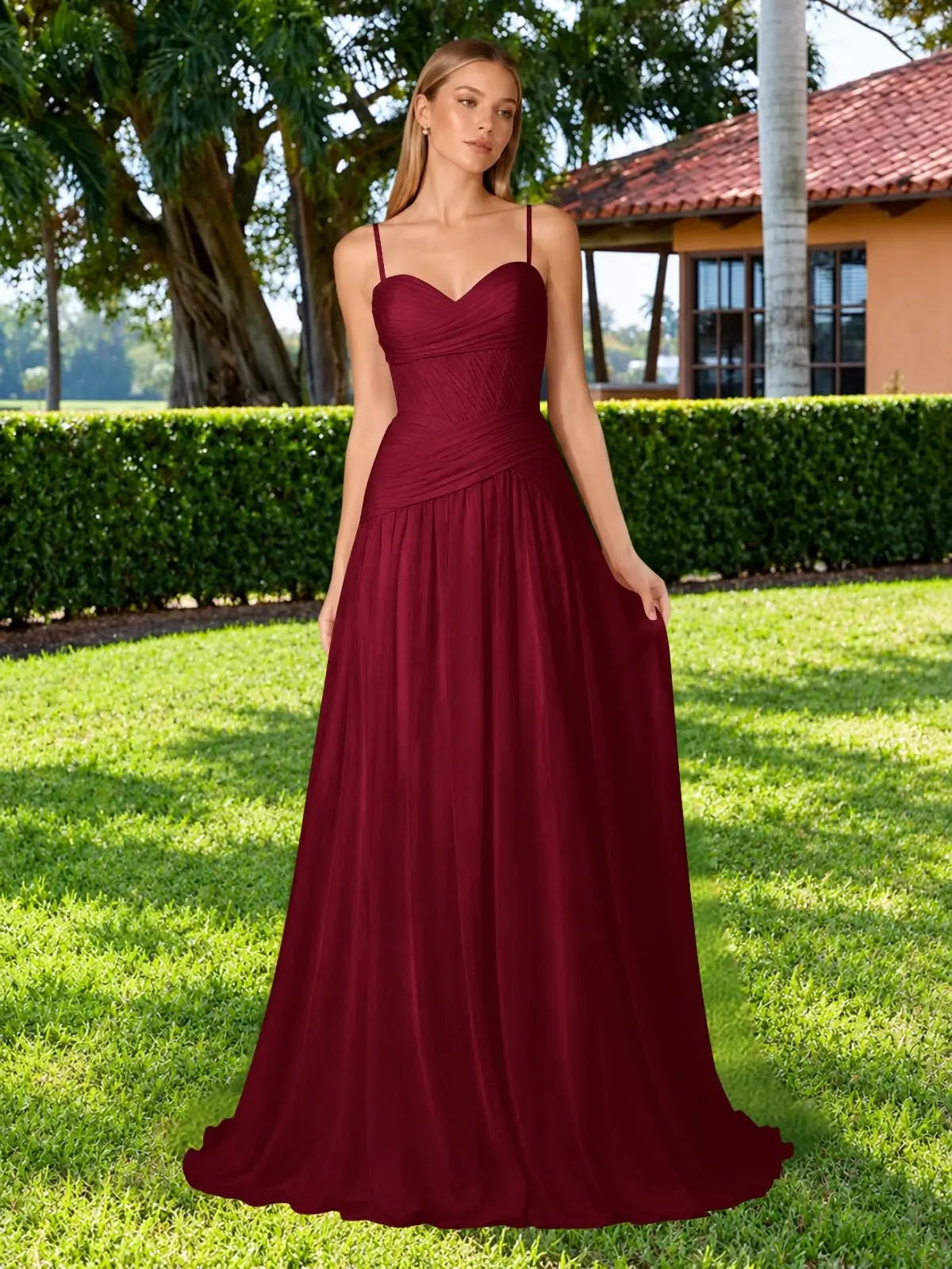 Chiffon Bridesmaid Dress with Ruched Design 