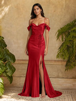 Mermaid Bridesmaid Dress with Tie Waist Sash