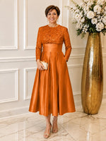 Sequined Boat Long Sleeves Dress 