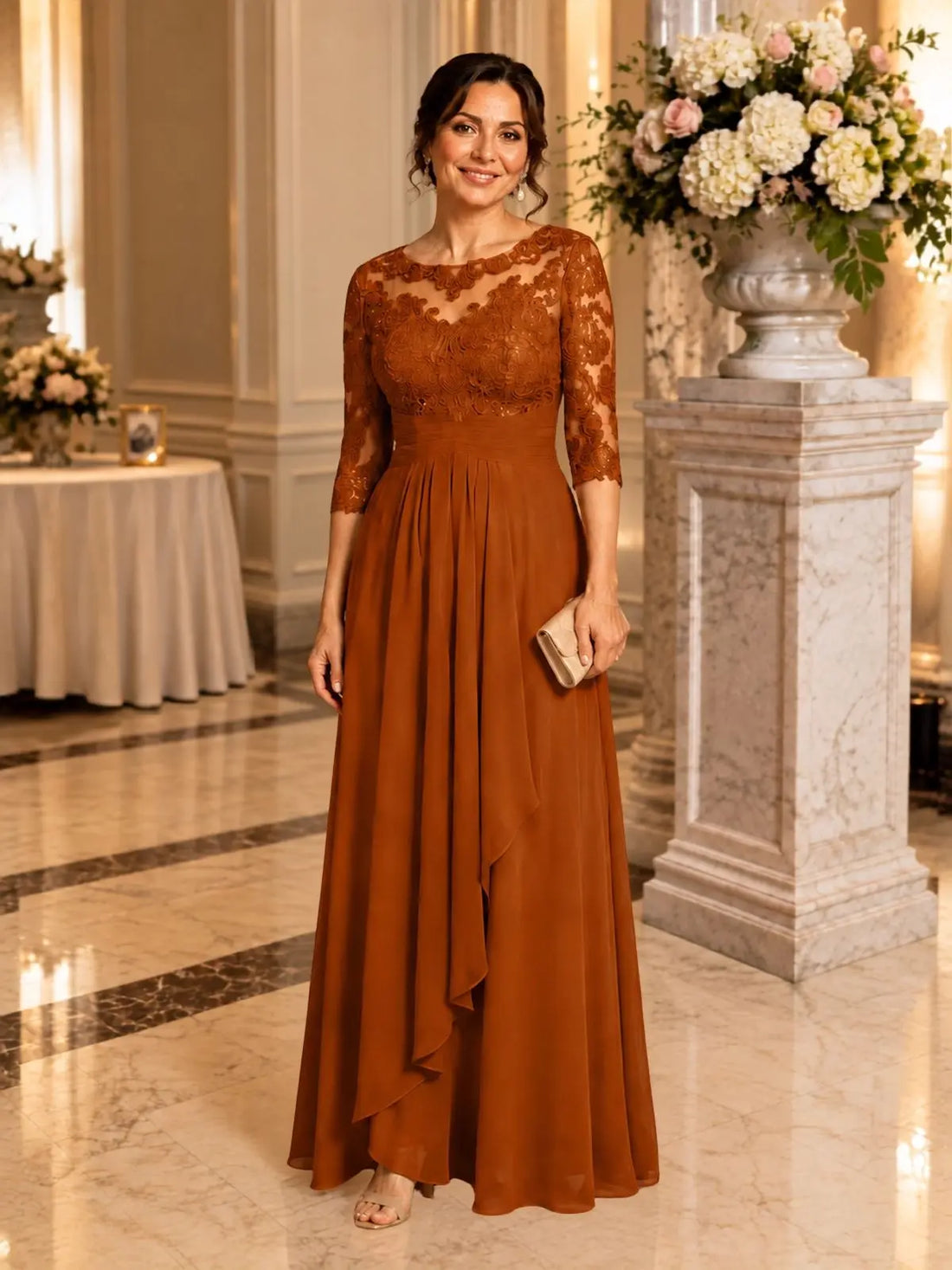 Three Quarter Sleeve Mother Dress 