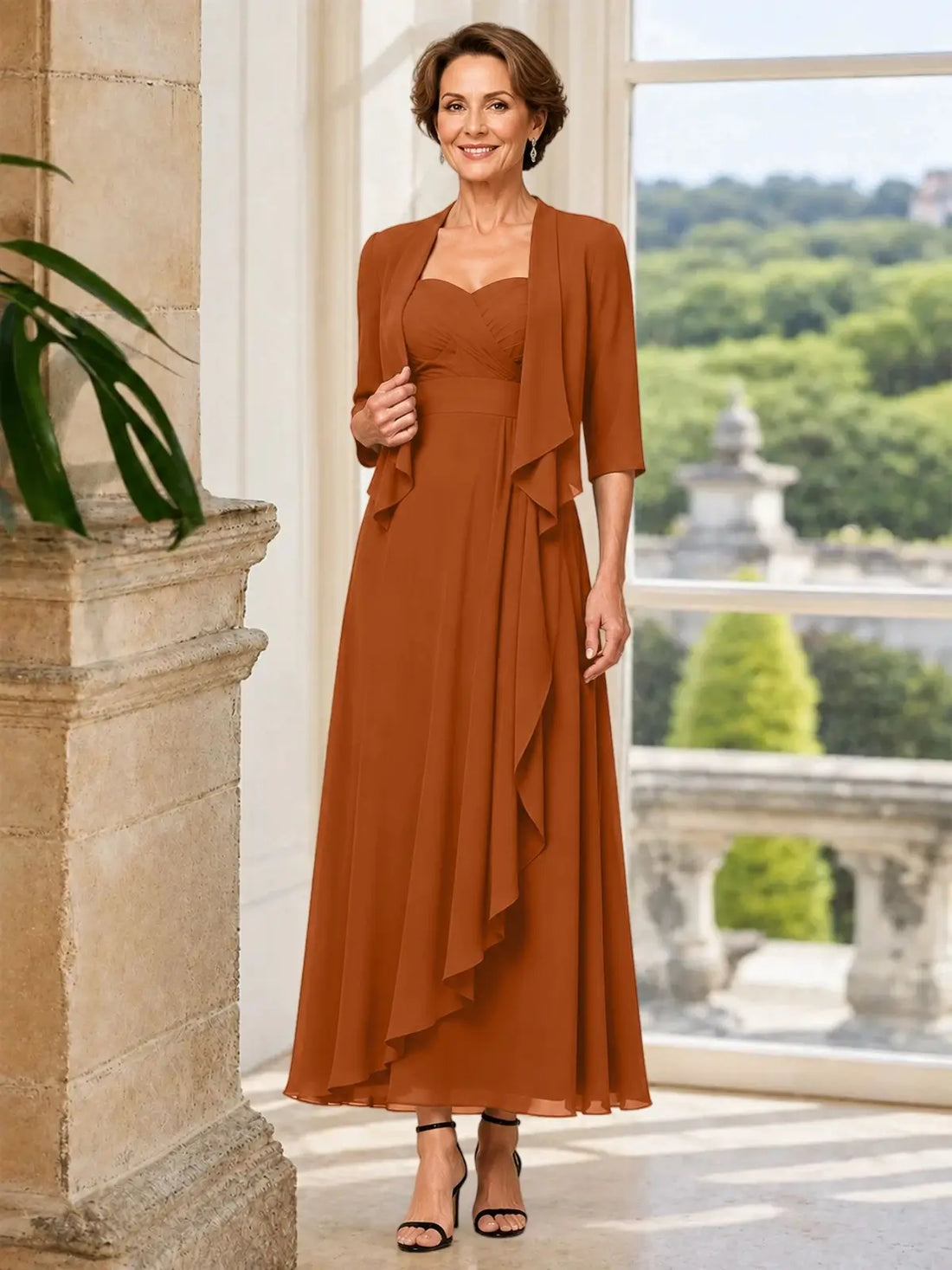 Two-piece Mother of the Bride Dress with Ruffle Design 