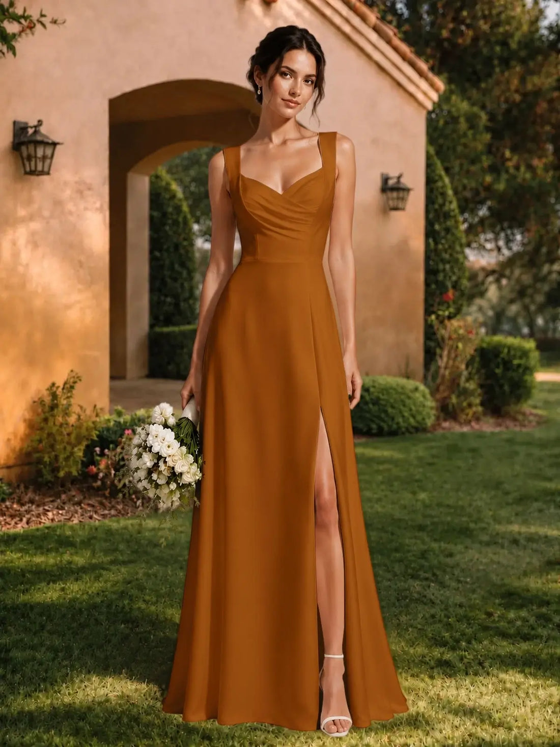 Sweetheart Neckline Bridesmaid Dress with Wide Straps