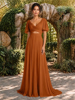 Cowl Neck Bridesmaid Dress with Cut-Out Detail