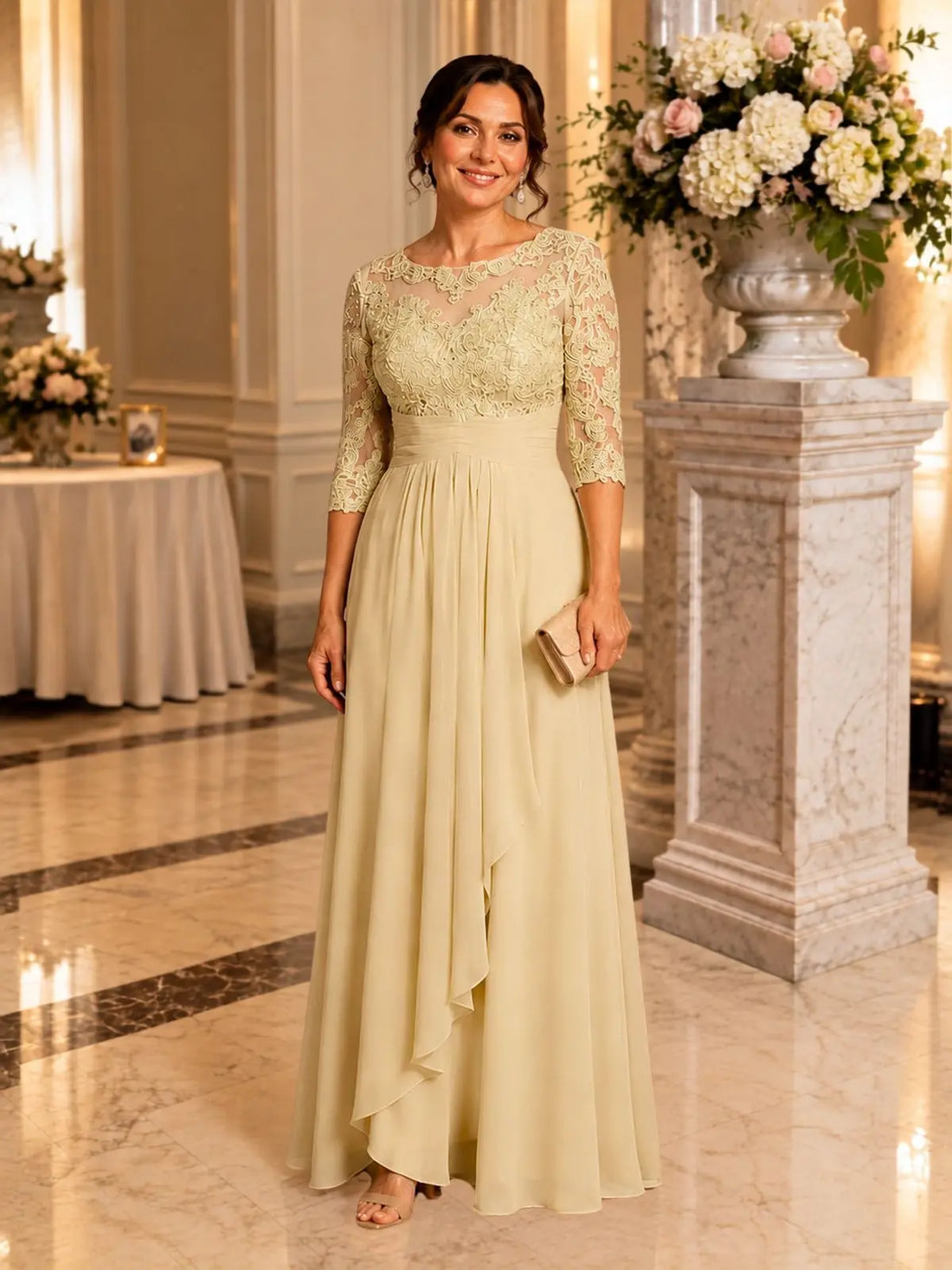 Three Quarter Sleeve Mother Dress 