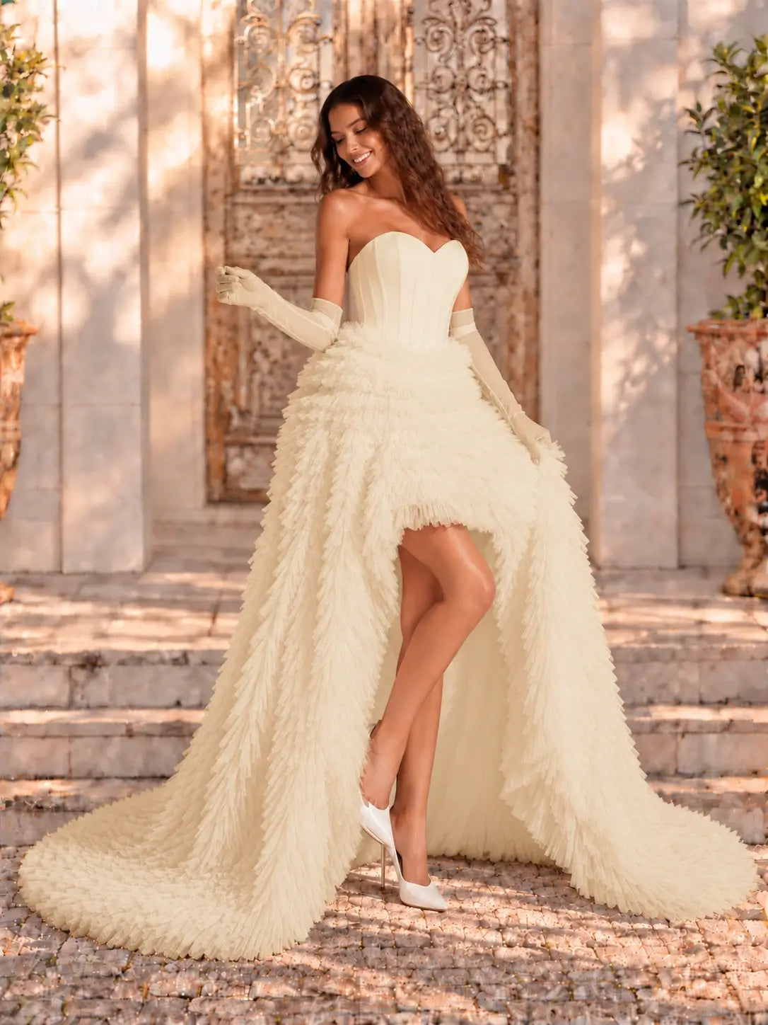 Tulle Wedding Dress with High-Low 