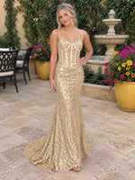 Spaghetti Sheath Prom Dress 