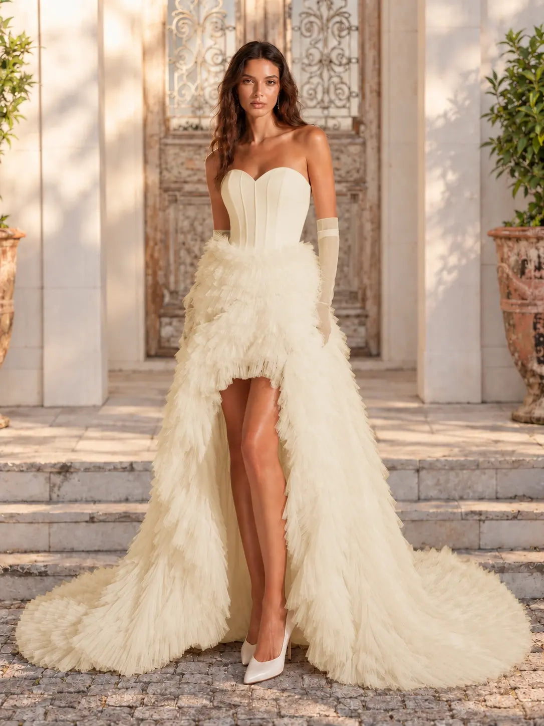 Tulle Wedding Dress with High-Low 