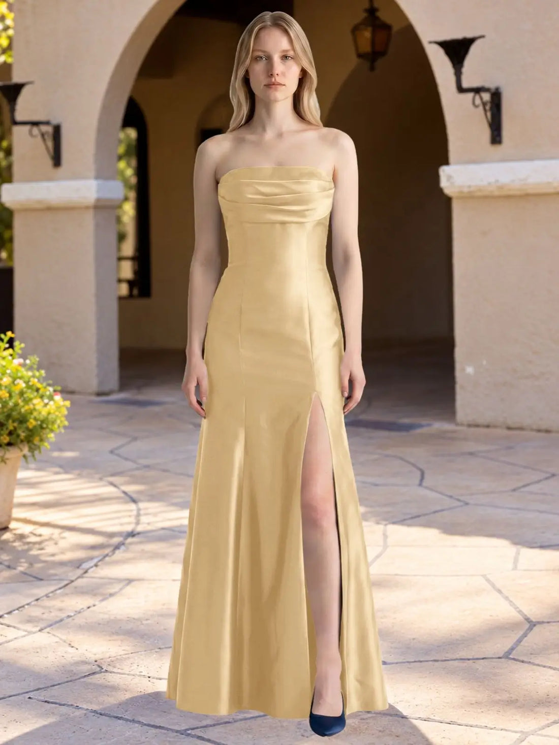 Strapless Ruched Bodice Prom Dress 