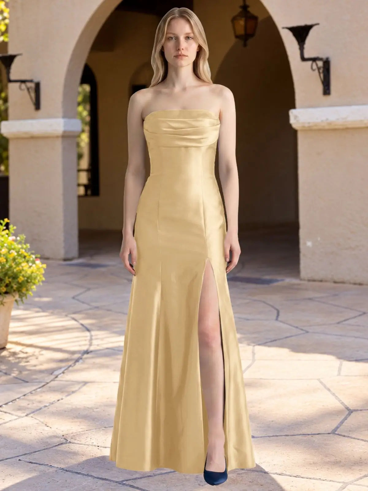Strapless Ruched Bodice Prom Dress 