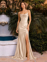 Sheath Bridesmaid Dress with High Slit 