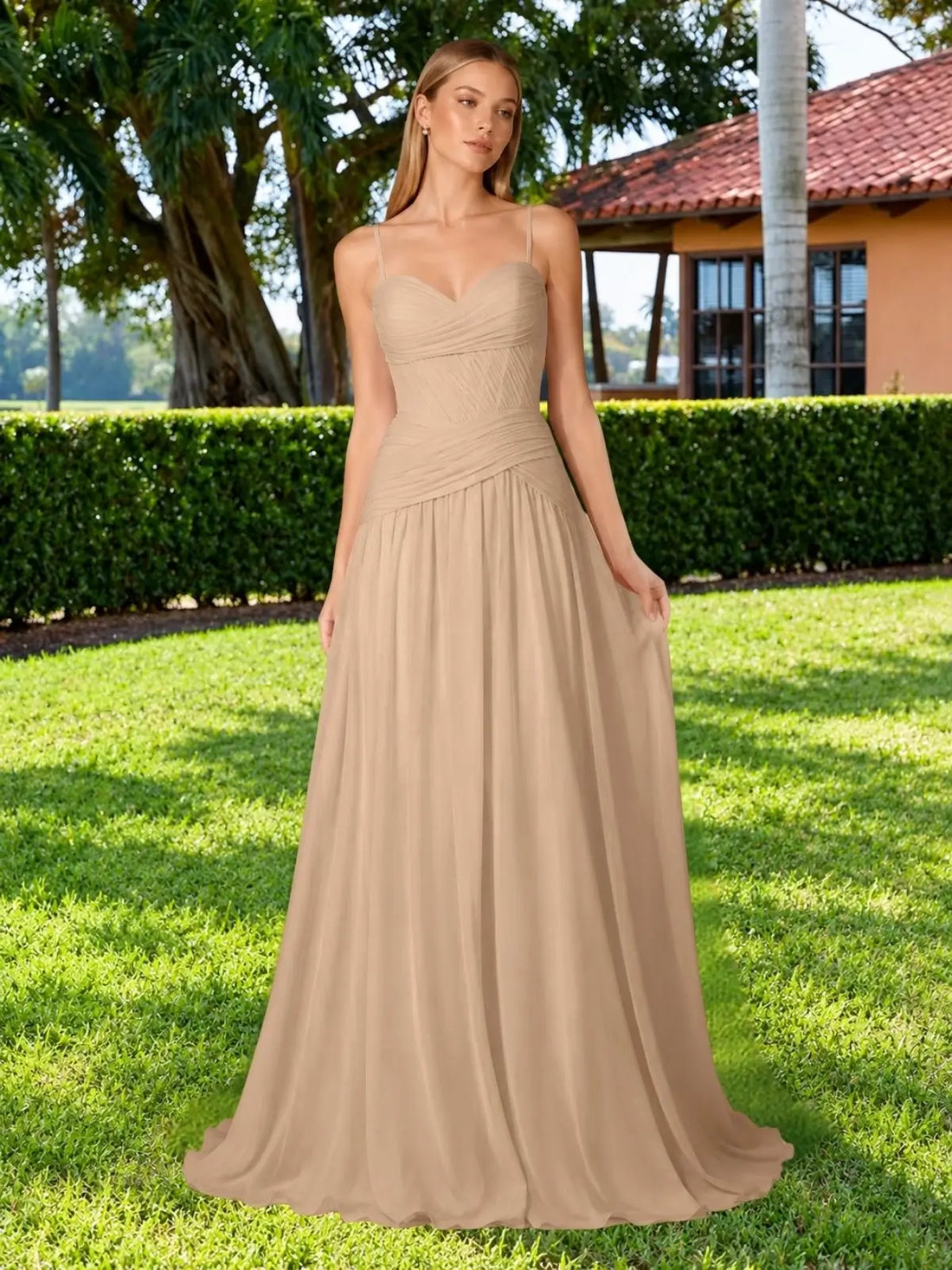 Chiffon Bridesmaid Dress with Ruched Design 
