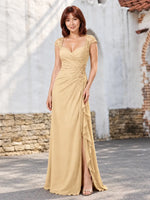 Chiffon Mother of the Bride Dress with Lace Appliques