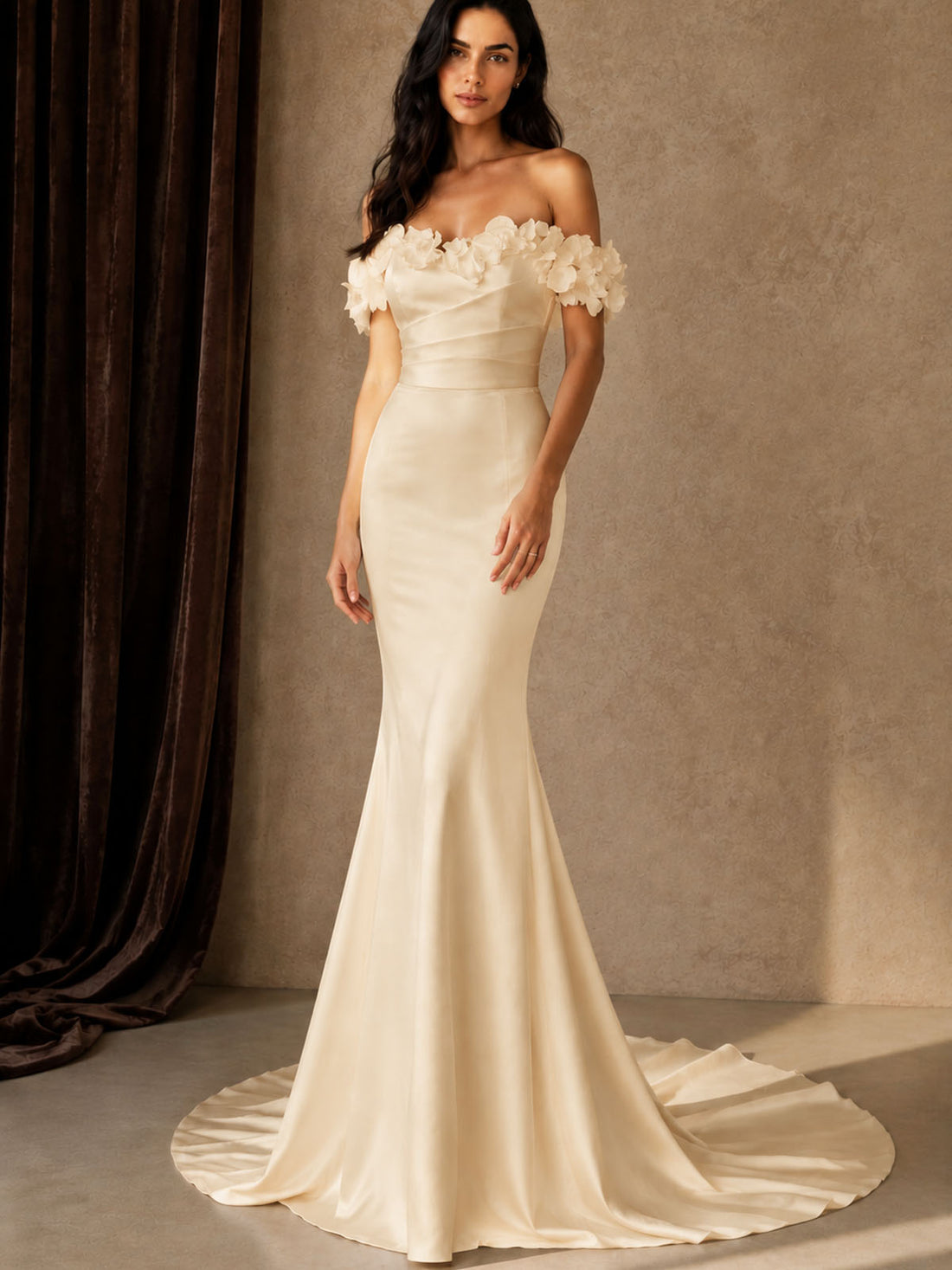 3D Floral Sheath Wedding Dress 