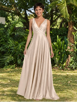 A-line Bridesmaid Dress with Cross-Over Bodice