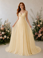 Applique Slit Chiffon Wedding Dress 