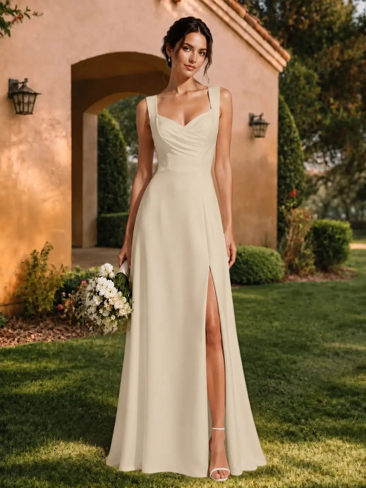 Sweetheart Neckline Bridesmaid Dress with Wide Straps