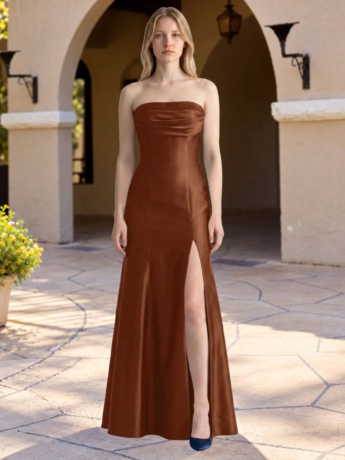Strapless Ruched Bodice Prom Dress 