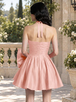 Halter Oversized Bow Mini Dress 