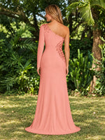 One-Shoulder Mother of the Bride Dress with Appliques