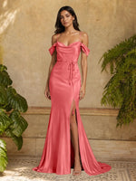 Mermaid Bridesmaid Dress with Tie Waist Sash