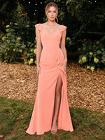 Chiffon Bridesmaid Dress with Ruffle Straps 