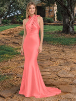 Silk-like Bridesmaid Dress with 3D Floral 
