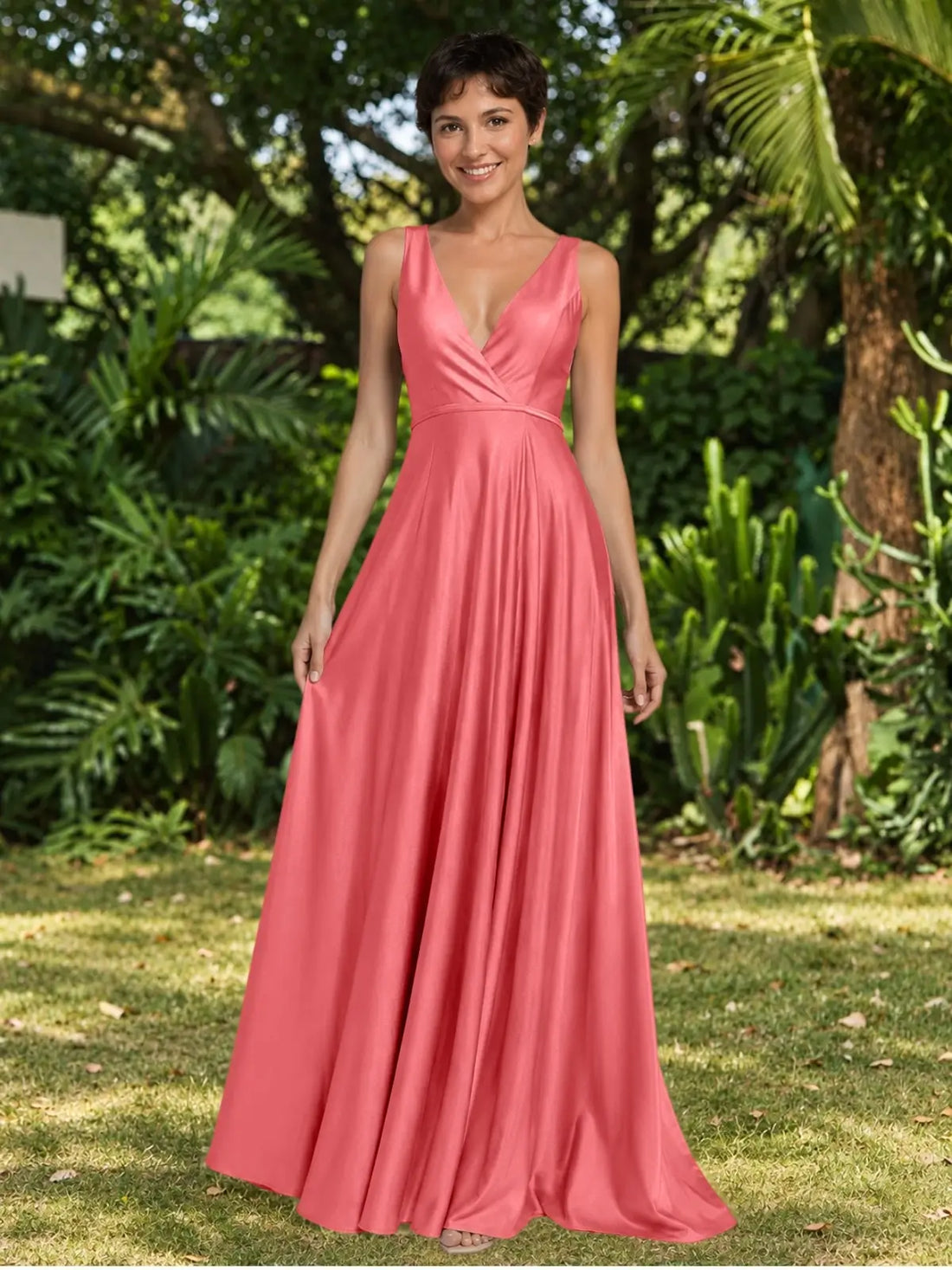 A-line Bridesmaid Dress with Cross-Over Bodice