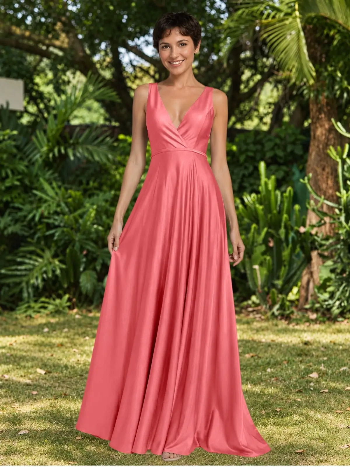 A-line Bridesmaid Dress with Cross-Over Bodice