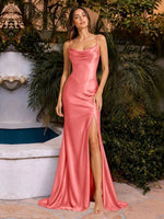 Sheath Bridesmaid Dress with High Slit 