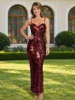 Sequined Tulle Prom Dress with Back Slit 
