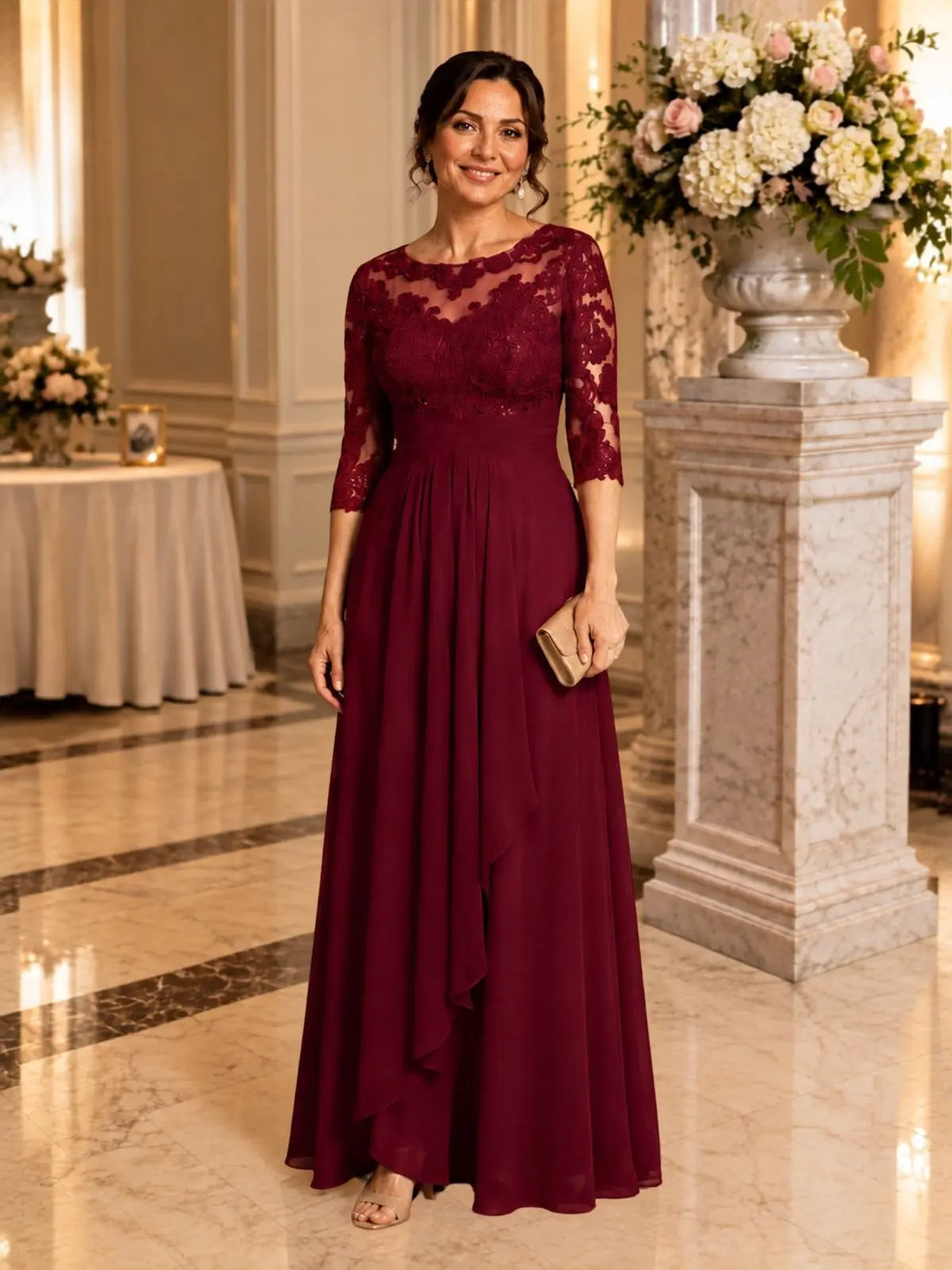 Three Quarter Sleeve Mother Dress 
