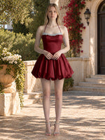 Beading Bubble Hem Mini Dress 