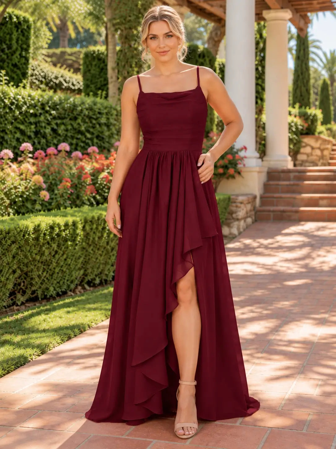 Spaghetti Asymmetrical Bridesmaid Dress 