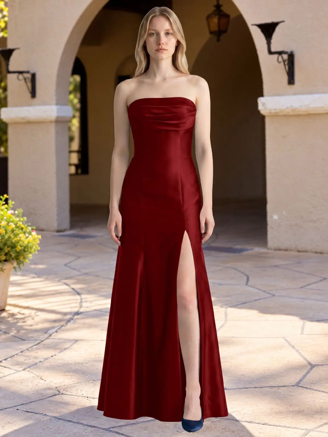 Strapless Ruched Bodice Prom Dress 