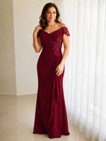 Off-Shoulder Chiffon Sheath Dress 