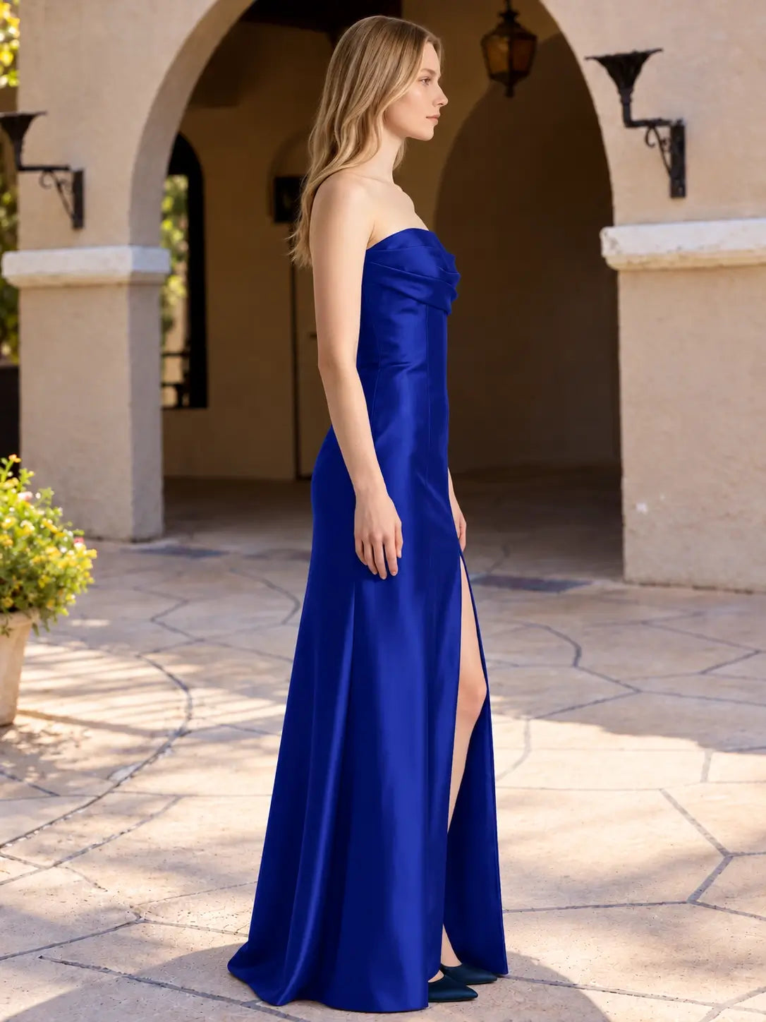 Strapless Ruched Bodice Prom Dress 