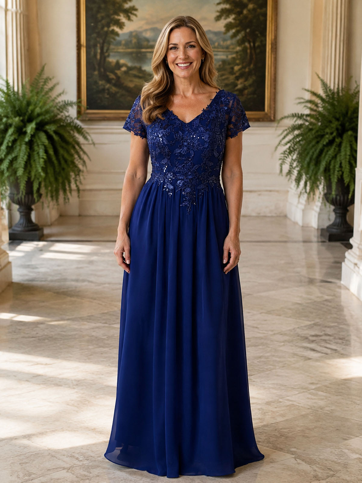 Short Sleeves Chiffon Dress 