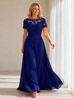 Illusion Applique Chiffon Dress 