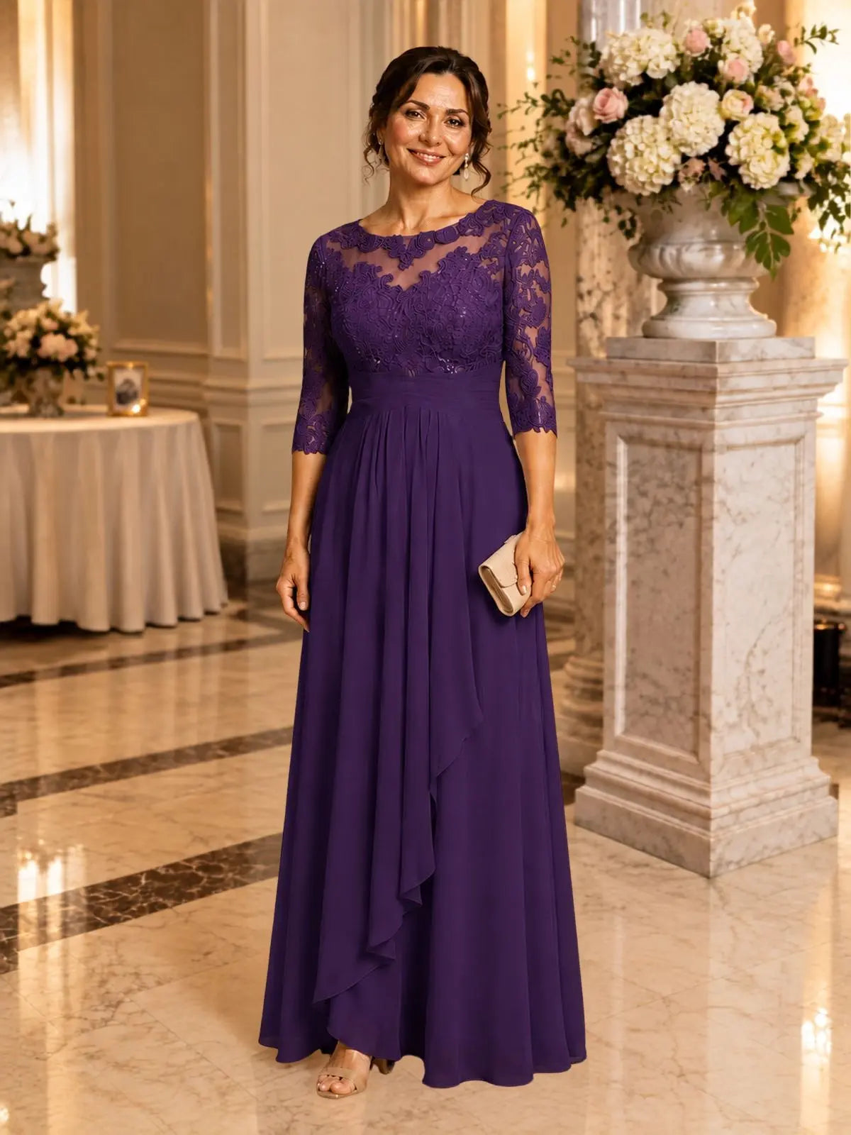 Three Quarter Sleeve Mother Dress 