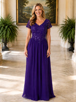 Short Sleeves Chiffon Dress 