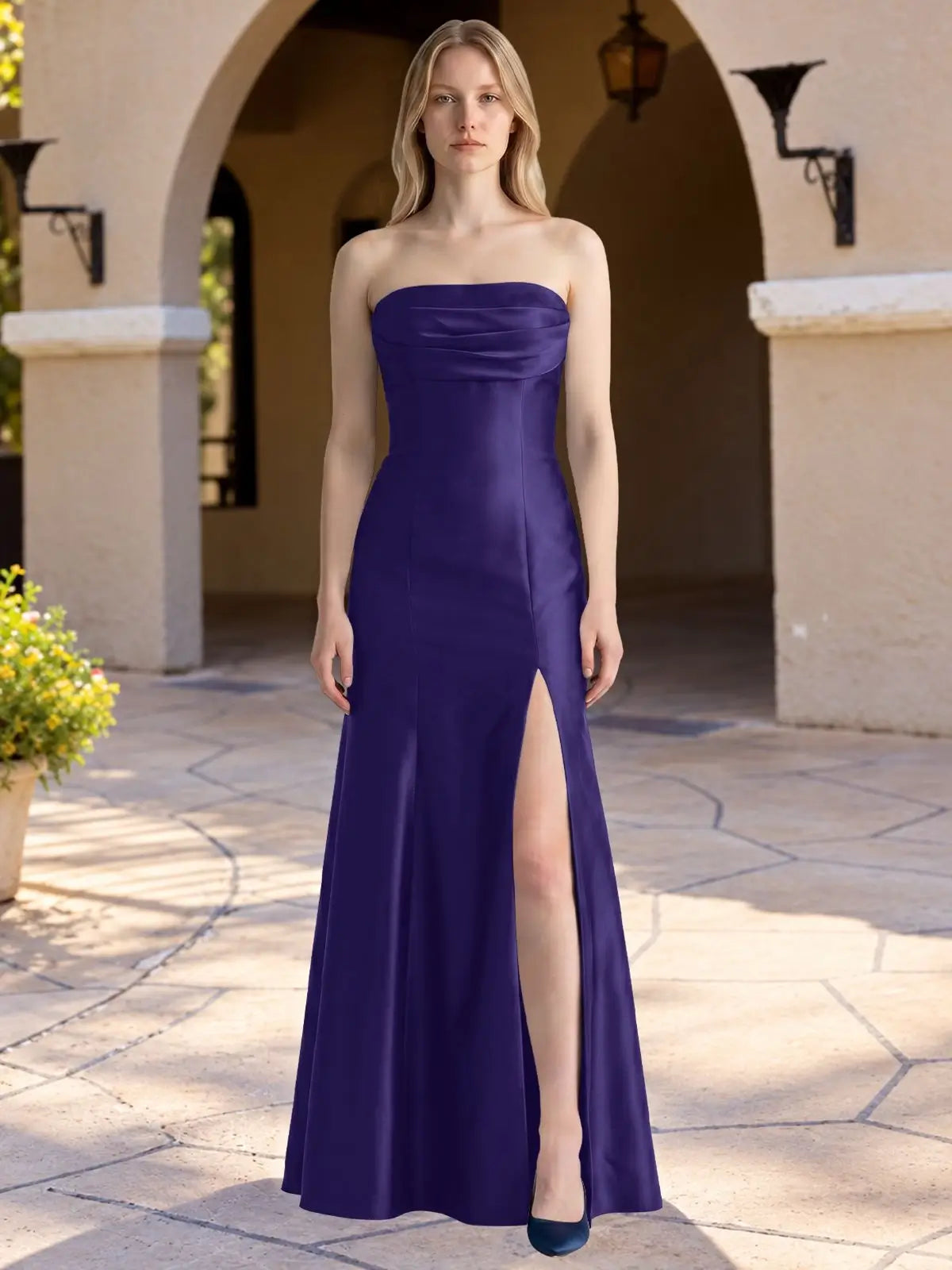 Strapless Ruched Bodice Prom Dress 