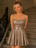 Sequin Scoop Neckline Mini Dress 