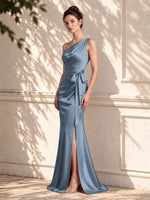 One-Shoulder Bridesmaid Dress with Sash